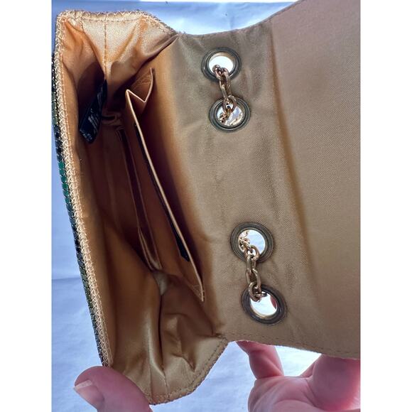 BCBGMAXAZRIA Sequin Gradient Mesh Purse with Gold Chain - Picture 6 of 6